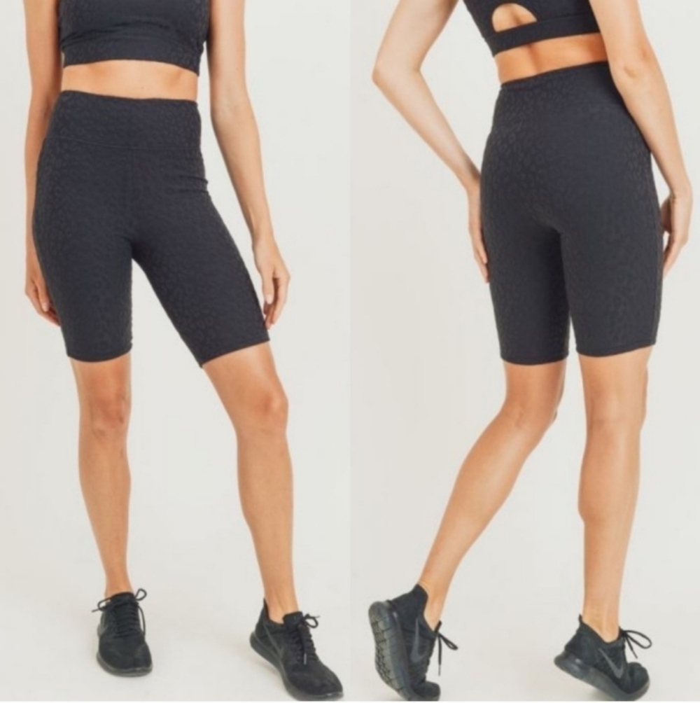 Mono B Textured Leopard Black Biker Shorts